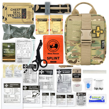 RHINO RESCUE IFAK Trauma Kit First Aid Medical Pouch Emergency Survival Gear and Equipment with Molle Car Travel Hiking
